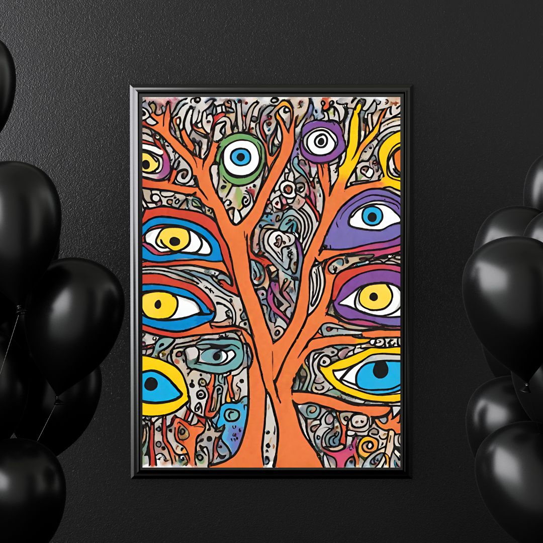 Phantasie- Augen- Baum Poster Abstrakte Wandkunst